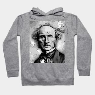 John Stuart Mill Black And White Portrait | John Stuart Mill Artwork Hoodie